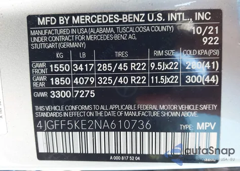 2022 Mercedes-Benz Gls 450 4Matic из США, поврежденный, VIN 4JGFF5KE2NA610736